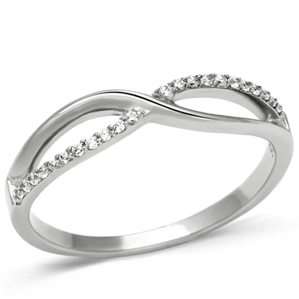 TS087 - Rhodium 925 Sterling Silver Ring with AAA Grade CZ in Clear - Alamode - Flyclothing LLC