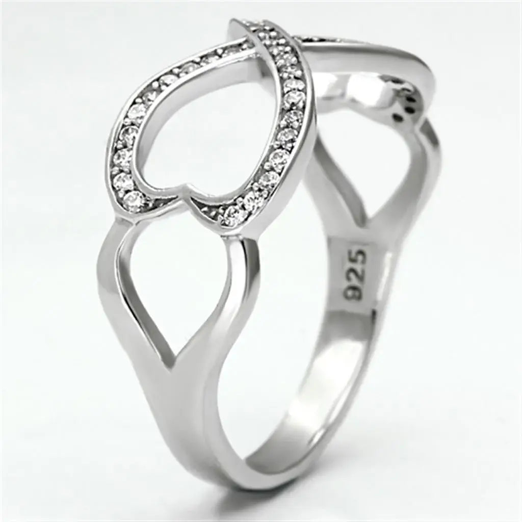 TS088 - Rhodium 925 Sterling Silver Ring with AAA Grade CZ in Clear - Alamode - Flyclothing LLC