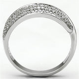TS089 - Rhodium 925 Sterling Silver Ring with AAA Grade CZ  in Clear - Alamode