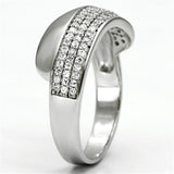 TS089 - Rhodium 925 Sterling Silver Ring with AAA Grade CZ  in Clear - Alamode