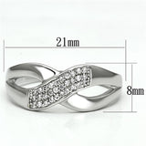 TS090 - Rhodium 925 Sterling Silver Ring with AAA Grade CZ  in Clear - Alamode