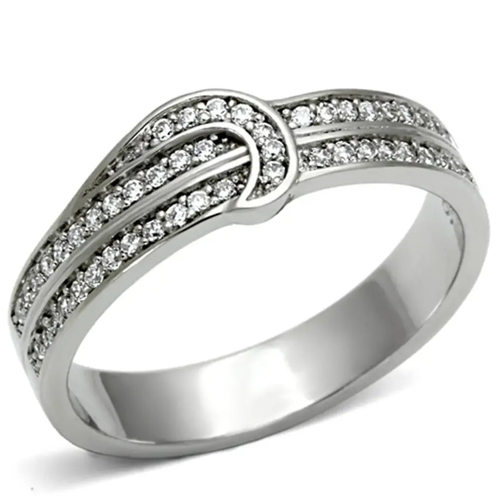 TS091 - Rhodium 925 Sterling Silver Ring with AAA Grade CZ in Clear - Alamode - Flyclothing LLC