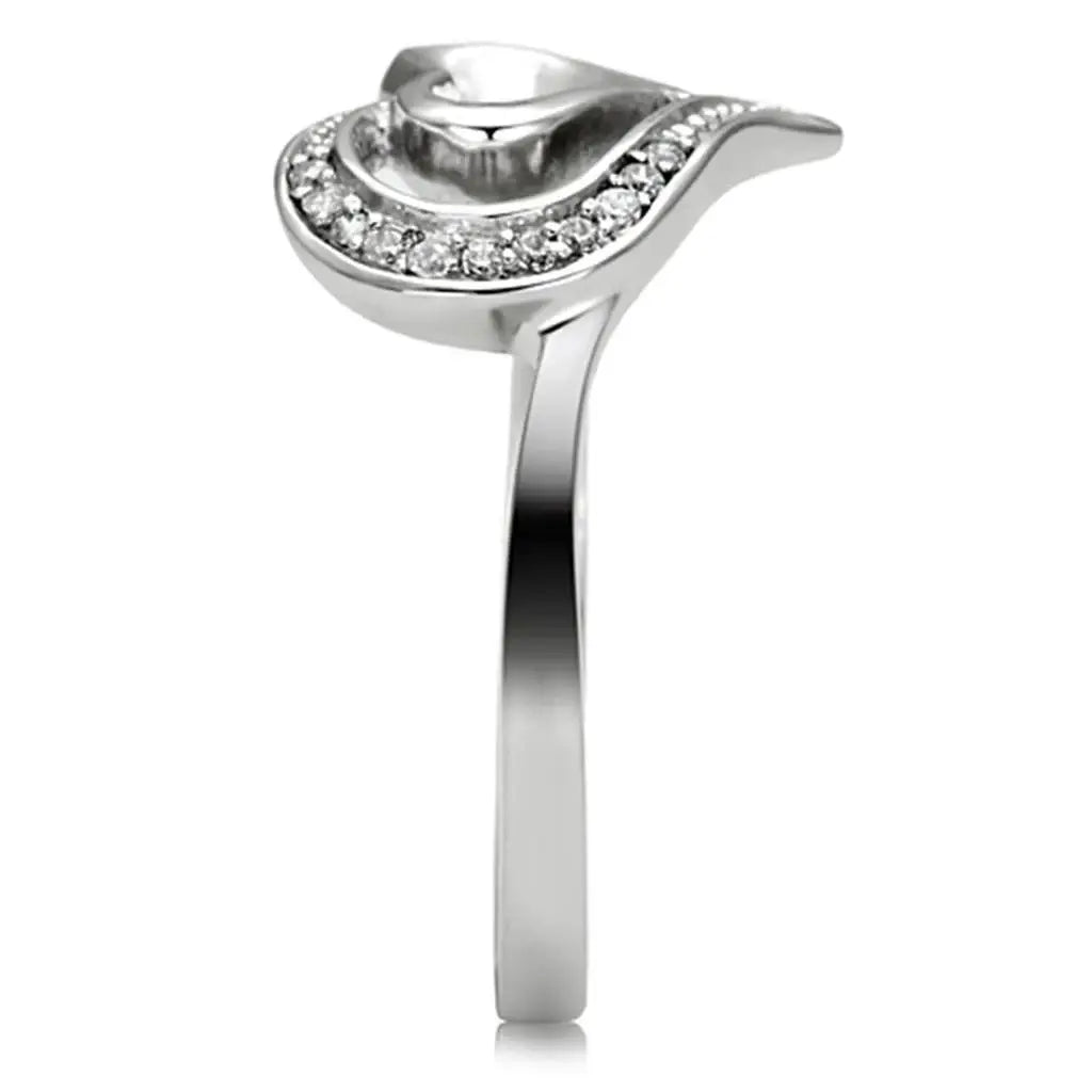 TS093 - Rhodium 925 Sterling Silver Ring with AAA Grade CZ in Clear - Alamode - Flyclothing LLC