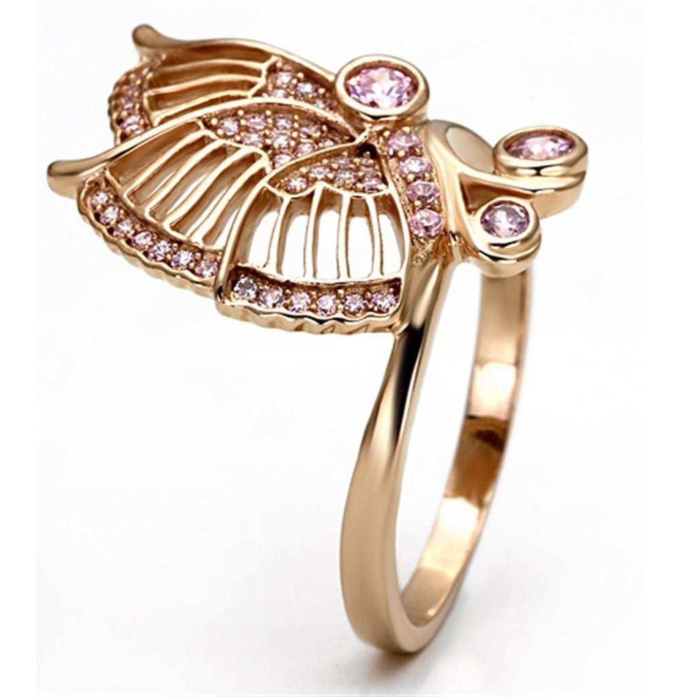 TS094 - Rose Gold 925 Sterling Silver Ring with AAA Grade CZ in Rose - Alamode - Flyclothing LLC