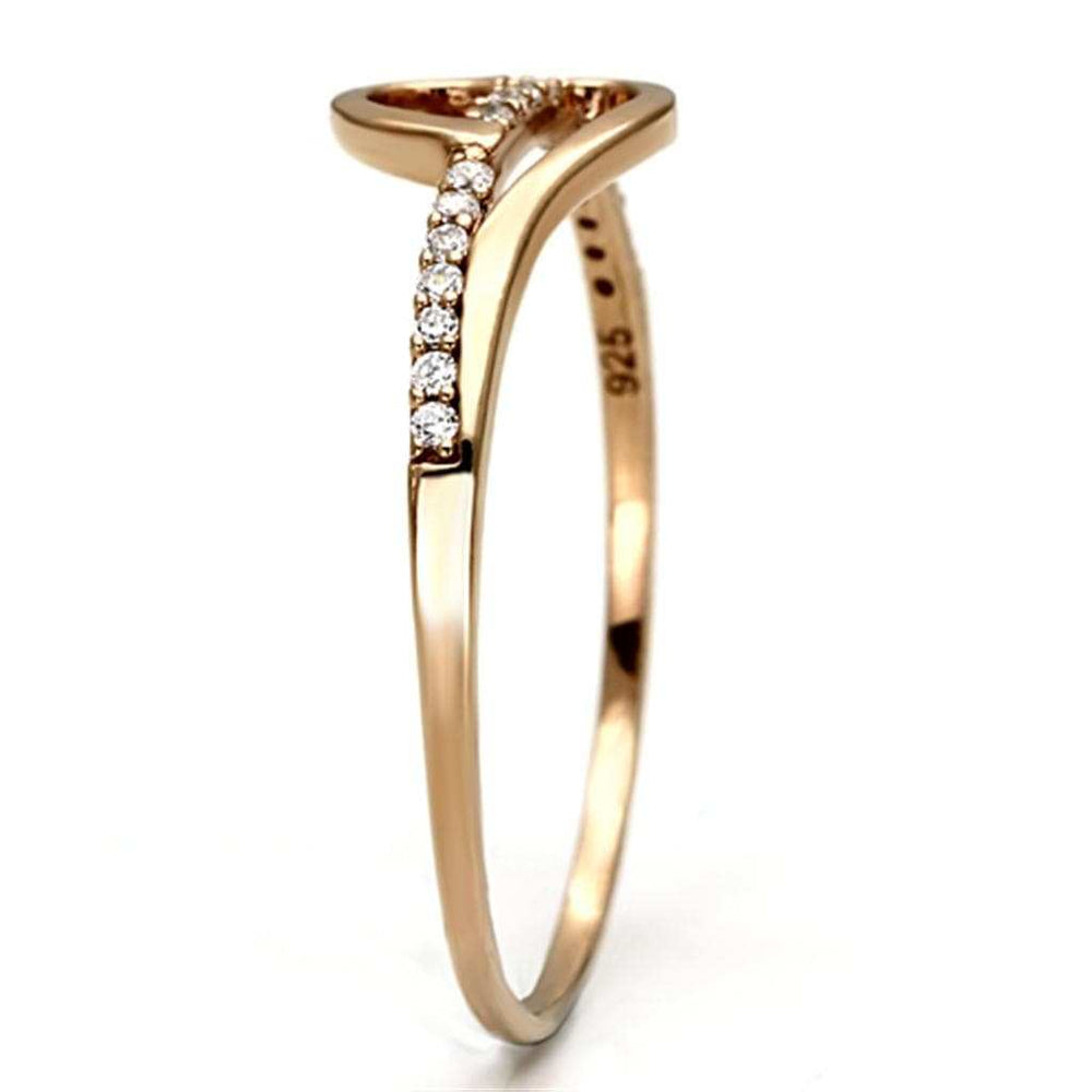 TS095 - Rose Gold 925 Sterling Silver Ring with AAA Grade CZ in Clear - Alamode - Flyclothing LLC