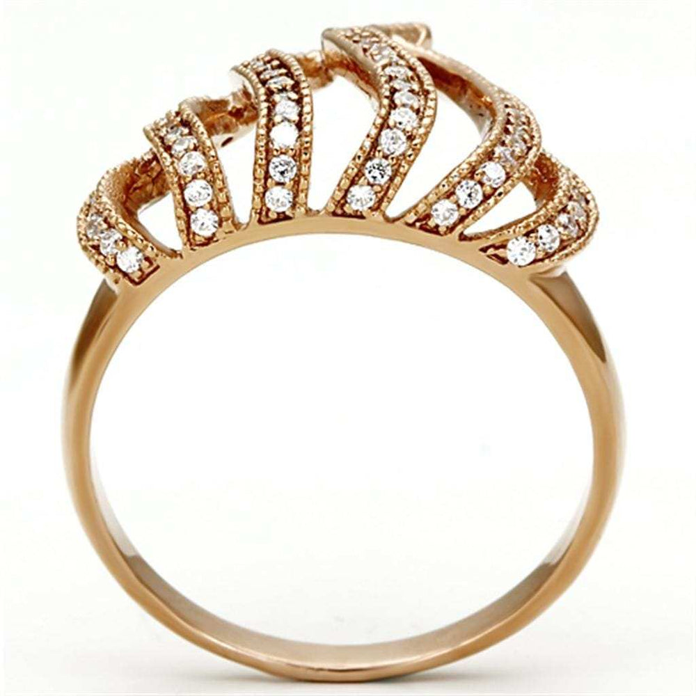 TS096 - Rose Gold 925 Sterling Silver Ring with AAA Grade CZ in Clear - Alamode - Flyclothing LLC