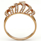 TS096 - Rose Gold 925 Sterling Silver Ring with AAA Grade CZ  in Clear - Alamode