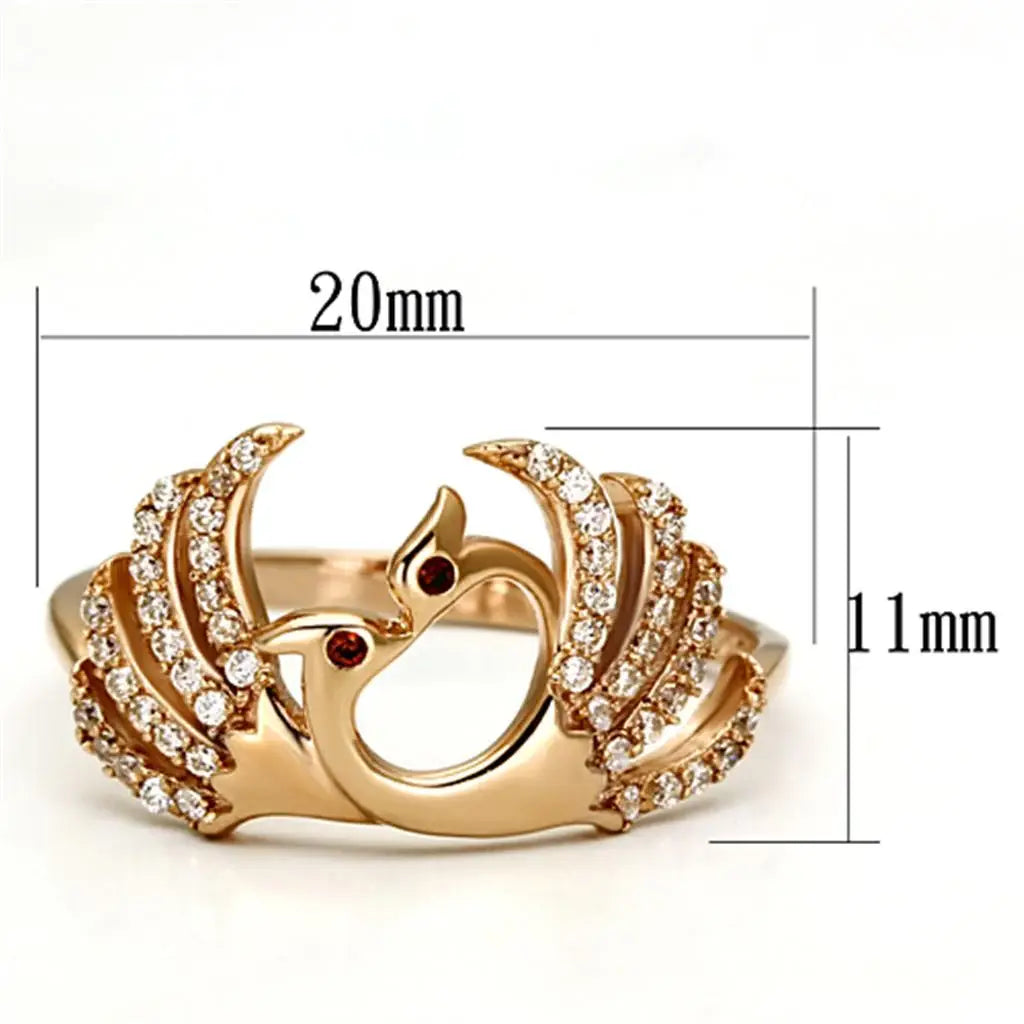 TS097 - Rose Gold 925 Sterling Silver Ring with AAA Grade CZ in Garnet - Alamode - Flyclothing LLC