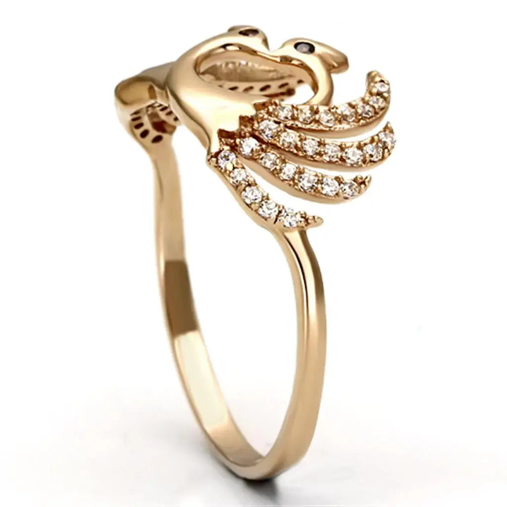 TS097 - Rose Gold 925 Sterling Silver Ring with AAA Grade CZ in Garnet - Alamode - Flyclothing LLC