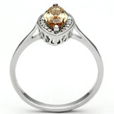 TS098 - Rhodium 925 Sterling Silver Ring with AAA Grade CZ  in Champagne - Alamode