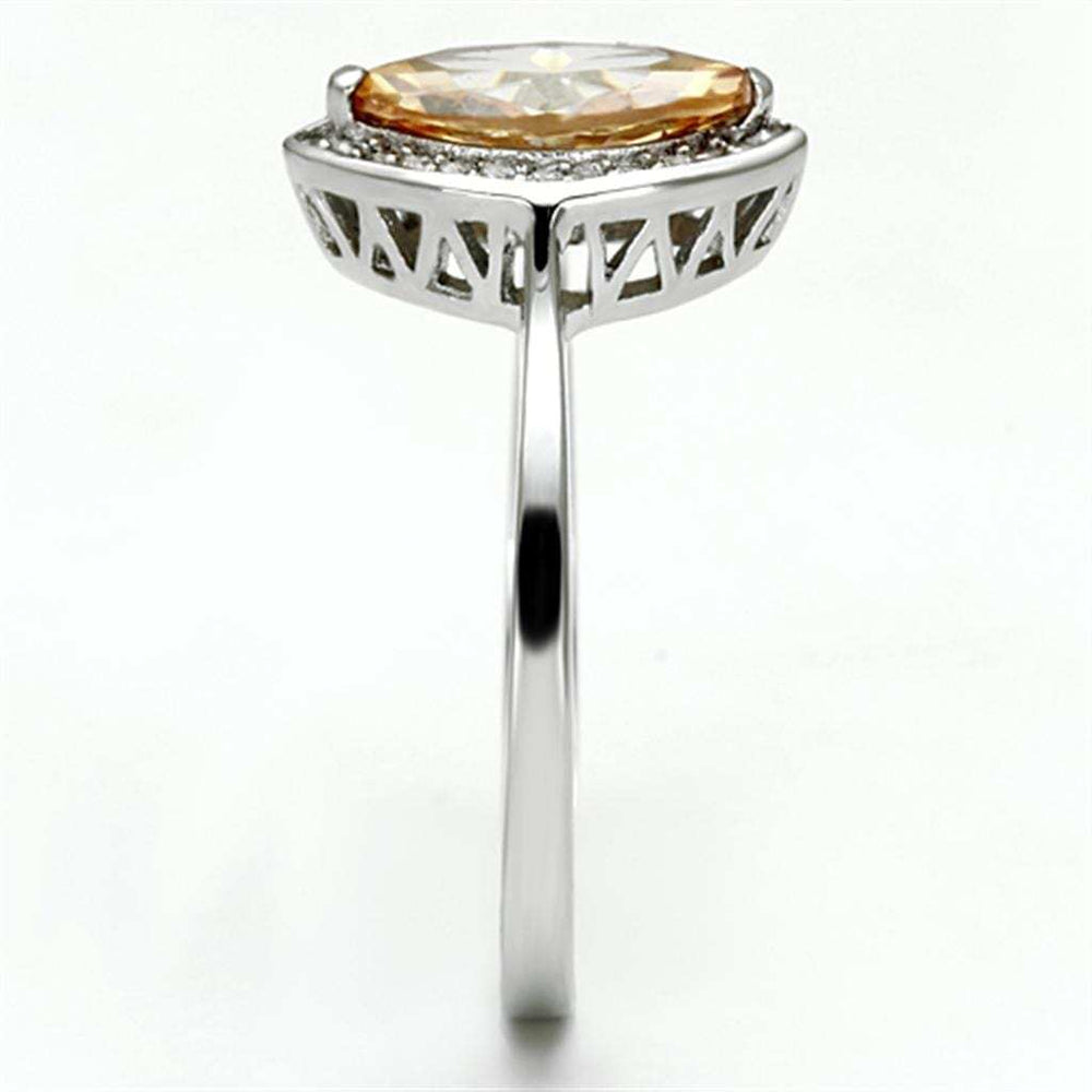 TS098 - Rhodium 925 Sterling Silver Ring with AAA Grade CZ in Champagne - Alamode - Flyclothing LLC