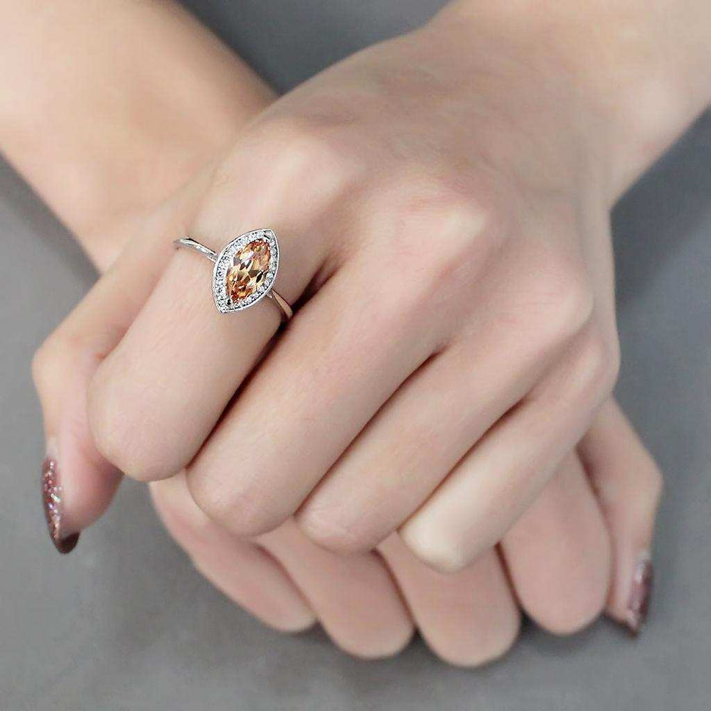 TS098 - Rhodium 925 Sterling Silver Ring with AAA Grade CZ in Champagne - Alamode - Flyclothing LLC