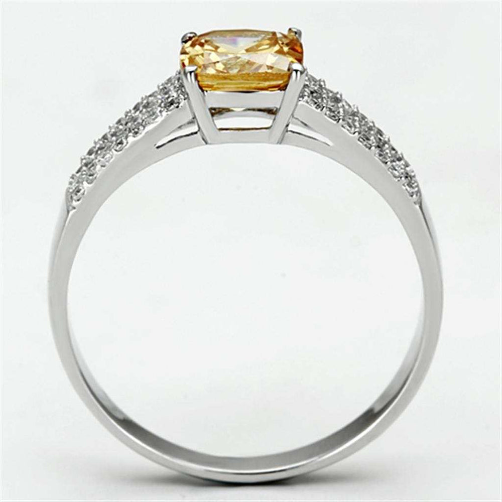 TS099 - Rhodium 925 Sterling Silver Ring with AAA Grade CZ in Champagne - Alamode - Flyclothing LLC