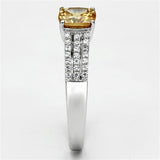 TS099 - Rhodium 925 Sterling Silver Ring with AAA Grade CZ  in Champagne - Alamode