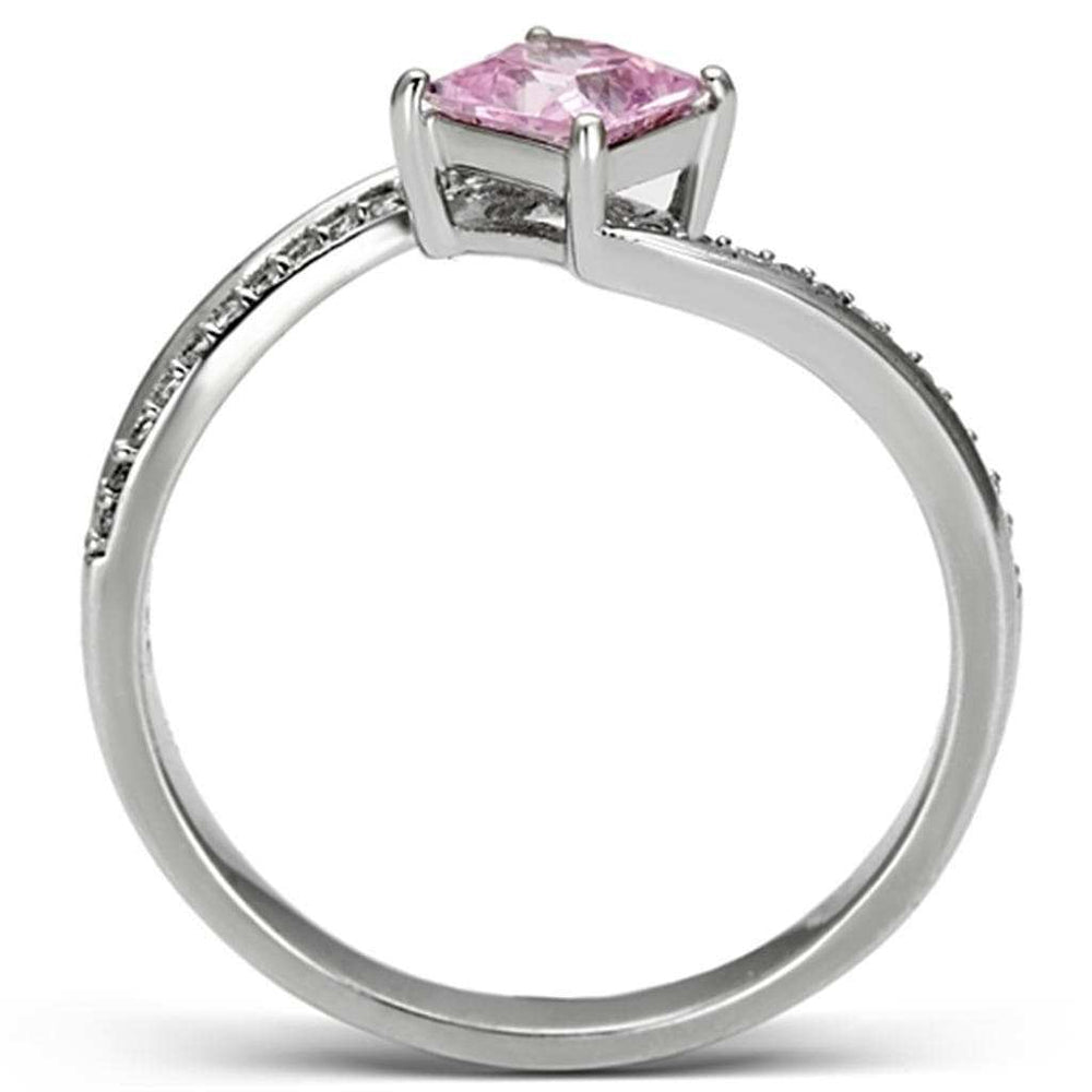 TS100 - Rhodium 925 Sterling Silver Ring with AAA Grade CZ in Rose - Alamode - Flyclothing LLC