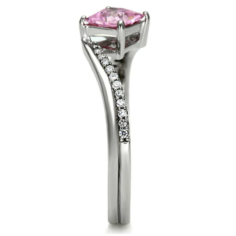TS100 - Rhodium 925 Sterling Silver Ring with AAA Grade CZ in Rose - Alamode - Flyclothing LLC