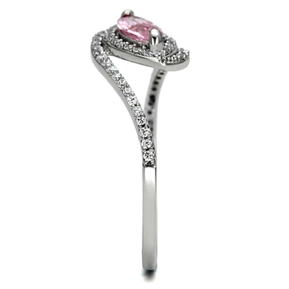 TS101 - Rhodium 925 Sterling Silver Ring with AAA Grade CZ in Rose - Alamode - Flyclothing LLC