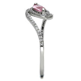 TS101 - Rhodium 925 Sterling Silver Ring with AAA Grade CZ  in Rose - Alamode
