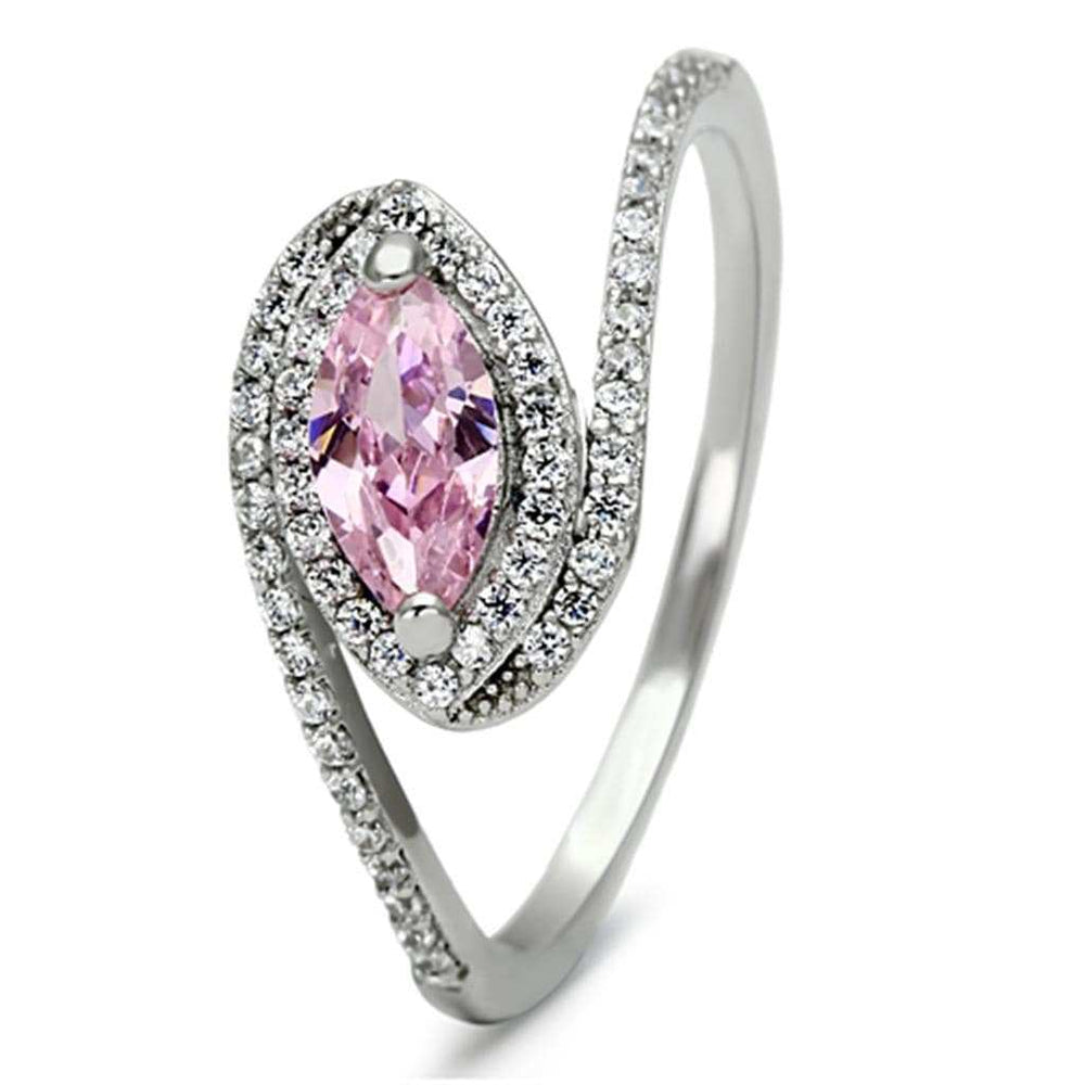 TS101 - Rhodium 925 Sterling Silver Ring with AAA Grade CZ in Rose - Alamode - Flyclothing LLC