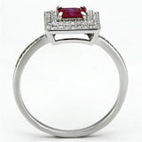 TS102 - Rhodium 925 Sterling Silver Ring with Synthetic Corundum in Ruby