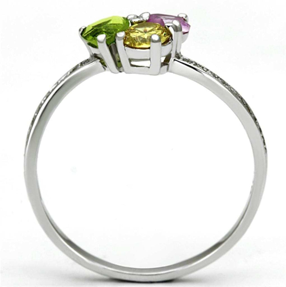 TS103 - Rhodium 925 Sterling Silver Ring with AAA Grade CZ in Multi Color - Alamode - Flyclothing LLC