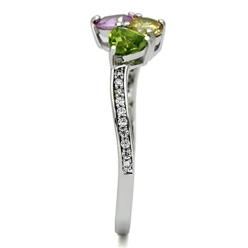 TS103 - Rhodium 925 Sterling Silver Ring with AAA Grade CZ in Multi Color - Alamode - Flyclothing LLC
