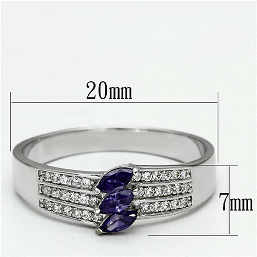 TS104 - Rhodium 925 Sterling Silver Ring with AAA Grade CZ in Amethyst - Alamode - Flyclothing LLC