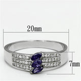 TS104 - Rhodium 925 Sterling Silver Ring with AAA Grade CZ  in Amethyst - Alamode