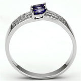 TS104 - Rhodium 925 Sterling Silver Ring with AAA Grade CZ  in Amethyst - Alamode