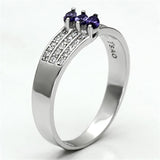 TS104 - Rhodium 925 Sterling Silver Ring with AAA Grade CZ  in Amethyst - Alamode