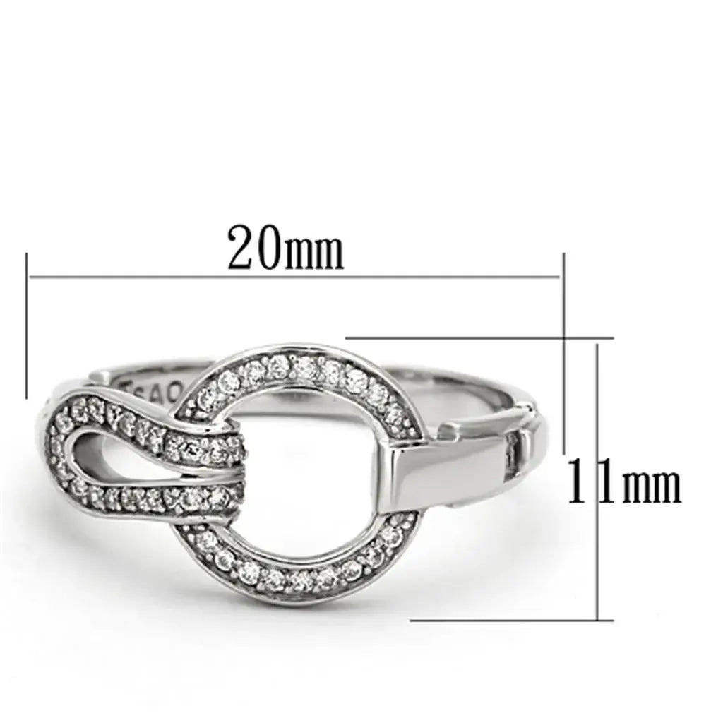 TS105 - Rhodium 925 Sterling Silver Ring with AAA Grade CZ in Clear - Alamode - Flyclothing LLC