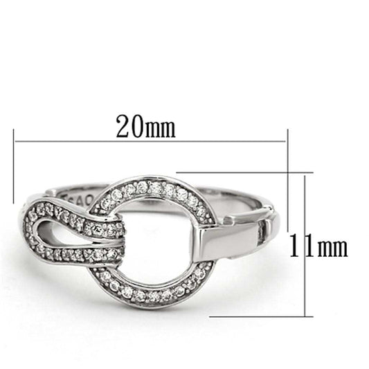 TS105 - Rhodium 925 Sterling Silver Ring with AAA Grade CZ in Clear - Alamode - Flyclothing LLC