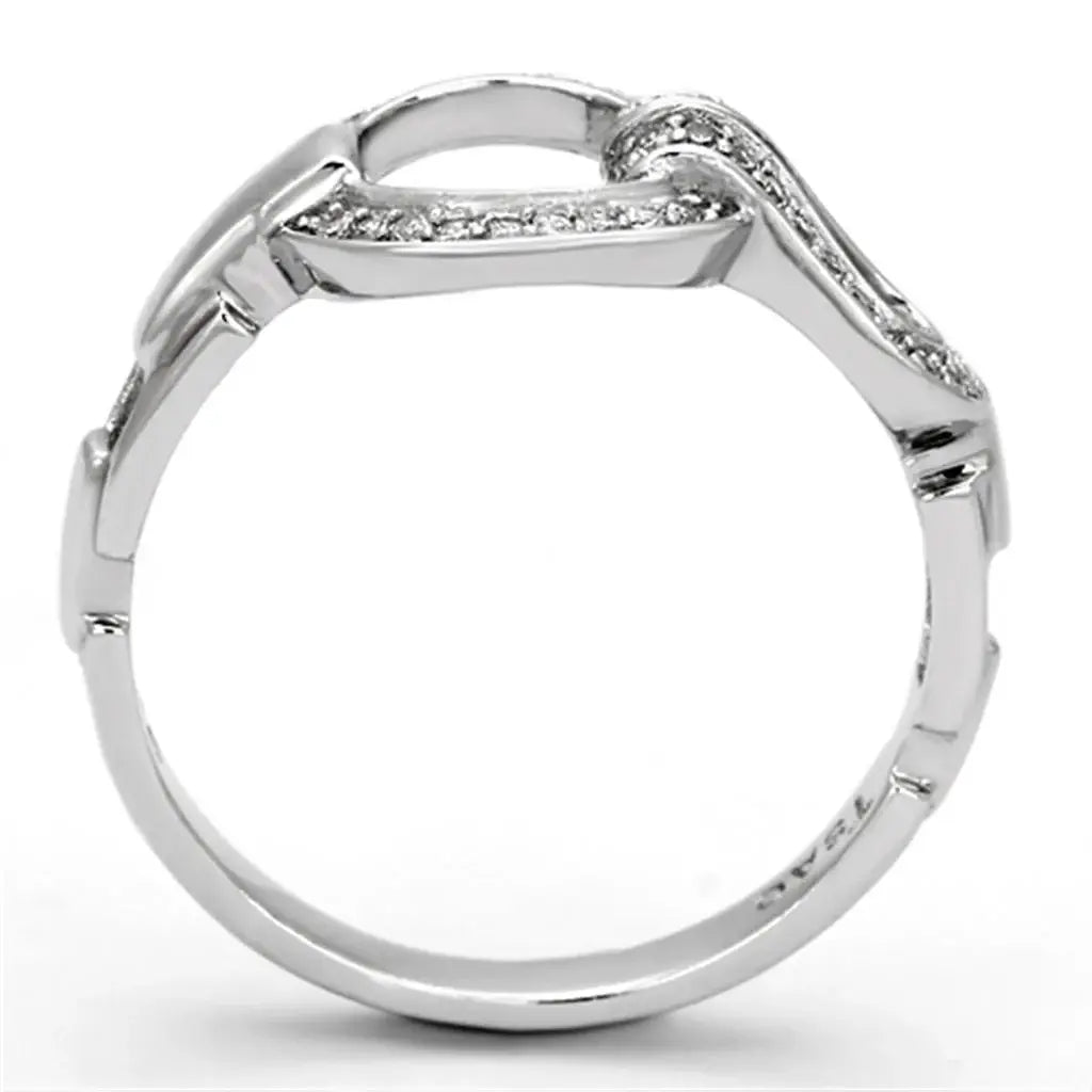 TS105 - Rhodium 925 Sterling Silver Ring with AAA Grade CZ in Clear - Alamode - Flyclothing LLC