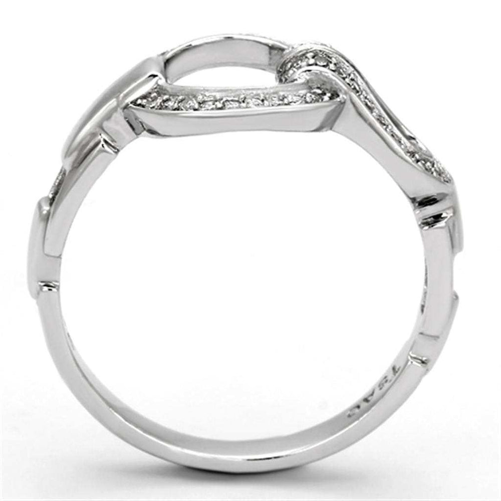 TS105 - Rhodium 925 Sterling Silver Ring with AAA Grade CZ in Clear - Alamode - Flyclothing LLC