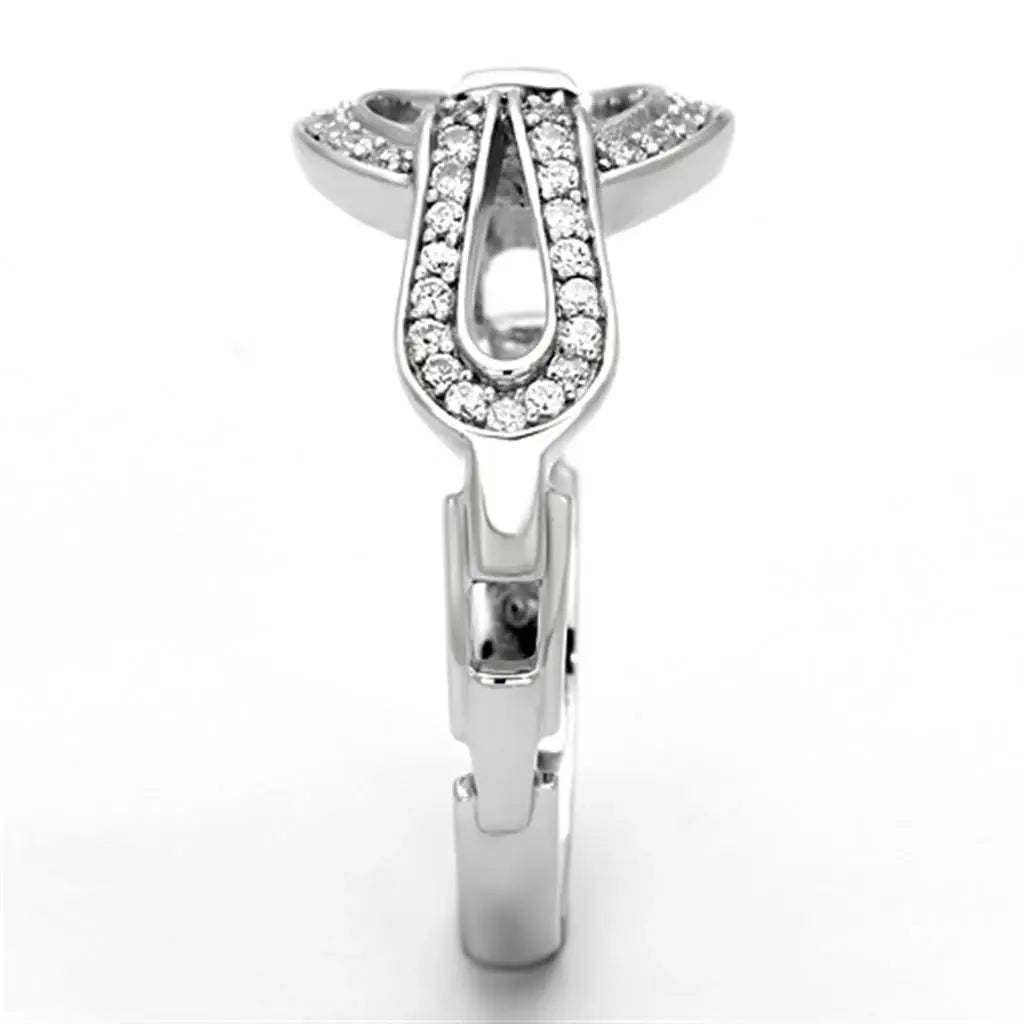 TS105 - Rhodium 925 Sterling Silver Ring with AAA Grade CZ in Clear - Alamode - Flyclothing LLC