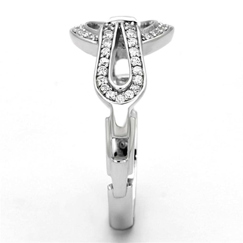 TS105 - Rhodium 925 Sterling Silver Ring with AAA Grade CZ in Clear - Alamode - Flyclothing LLC