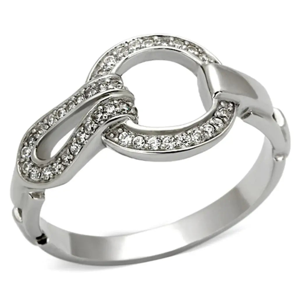TS105 - Rhodium 925 Sterling Silver Ring with AAA Grade CZ in Clear - Alamode - Flyclothing LLC