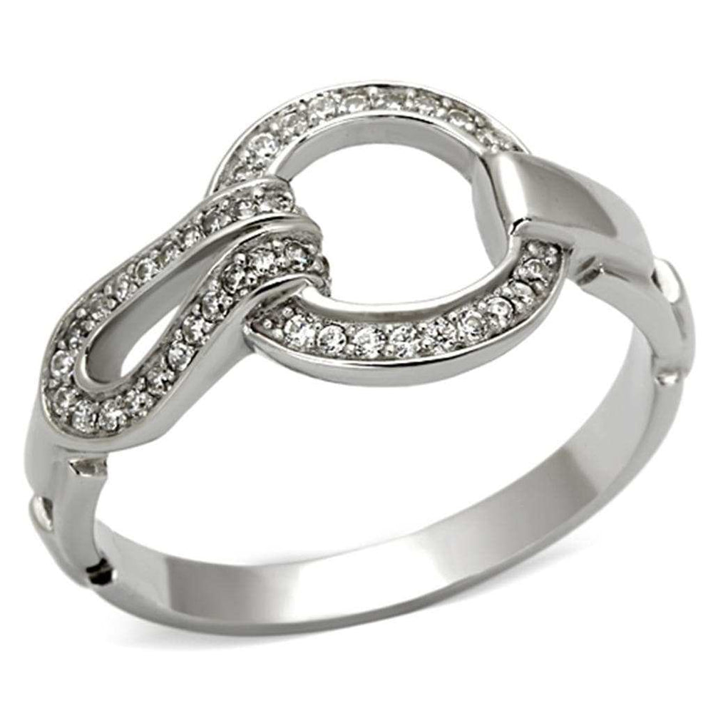 TS105 - Rhodium 925 Sterling Silver Ring with AAA Grade CZ in Clear - Alamode - Flyclothing LLC
