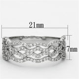 TS106 - Rhodium 925 Sterling Silver Ring with AAA Grade CZ  in Clear - Alamode