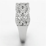TS106 - Rhodium 925 Sterling Silver Ring with AAA Grade CZ  in Clear - Alamode