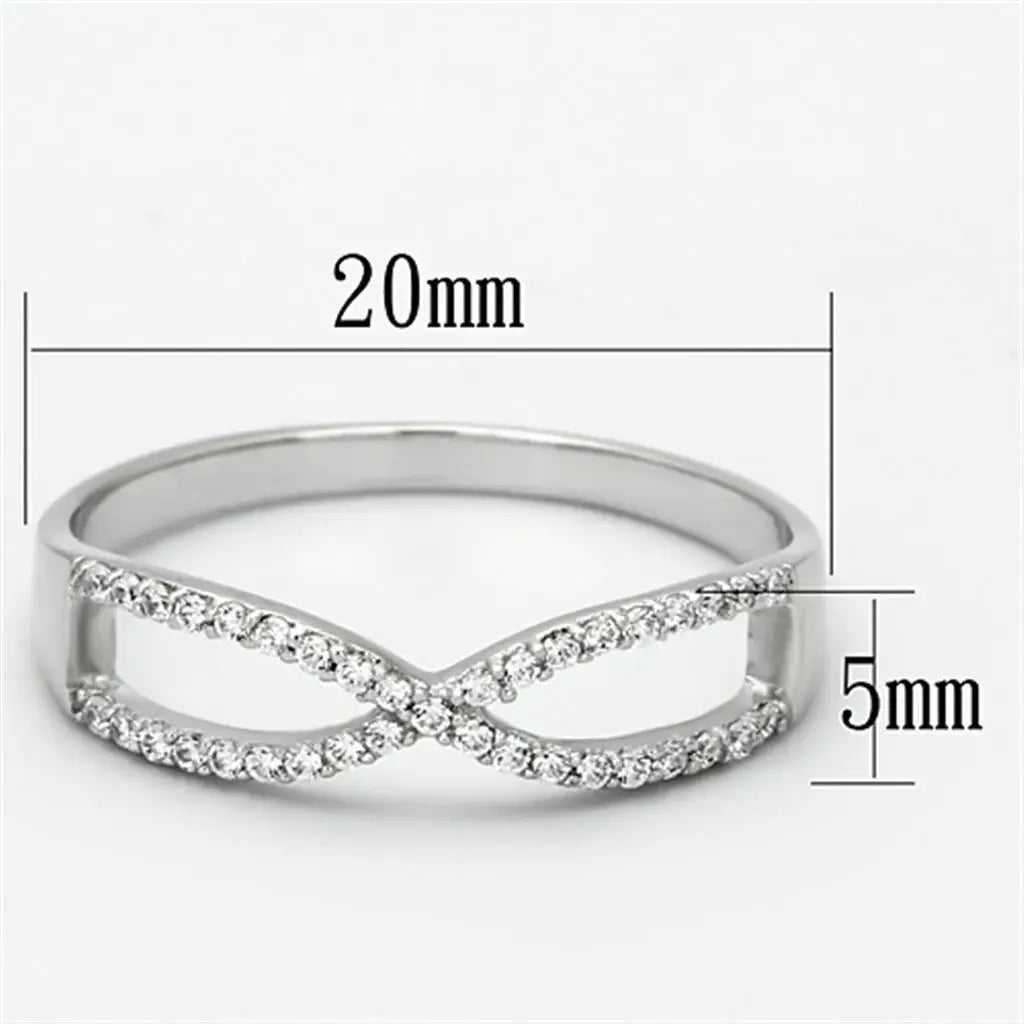 TS107 - Rhodium 925 Sterling Silver Ring with AAA Grade CZ in Clear - Alamode - Flyclothing LLC