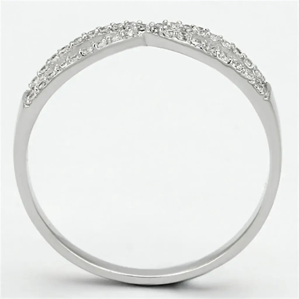 TS107 - Rhodium 925 Sterling Silver Ring with AAA Grade CZ in Clear - Alamode - Flyclothing LLC