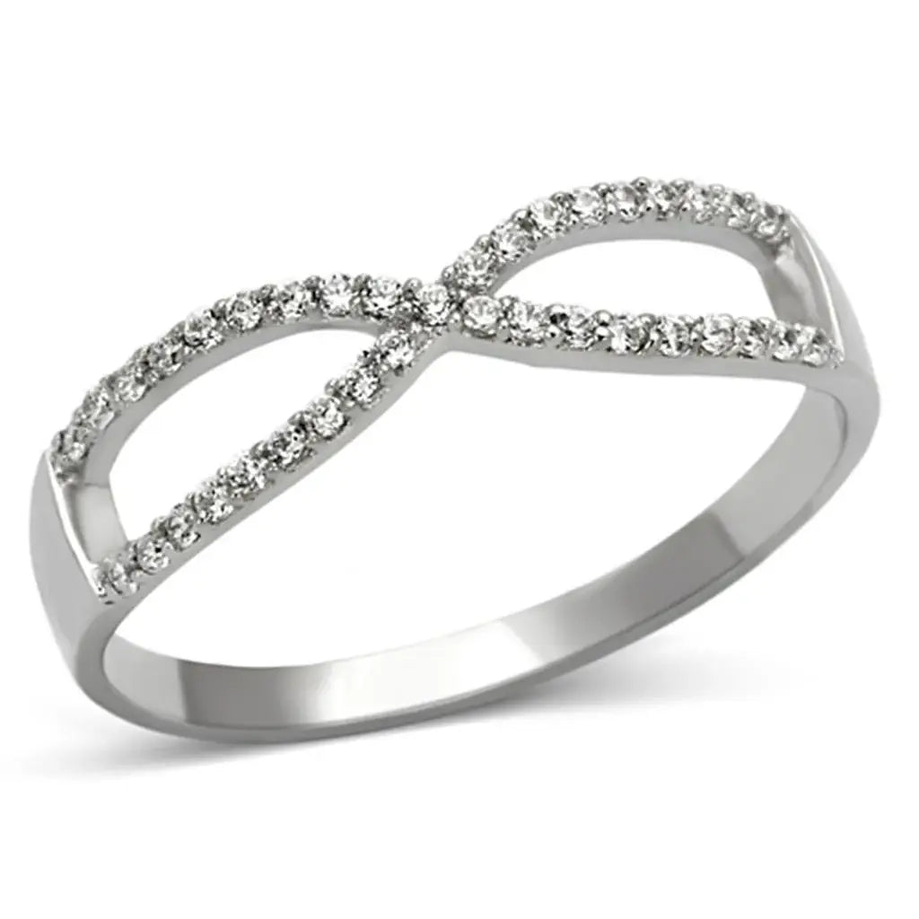 TS107 - Rhodium 925 Sterling Silver Ring with AAA Grade CZ in Clear - Alamode - Flyclothing LLC