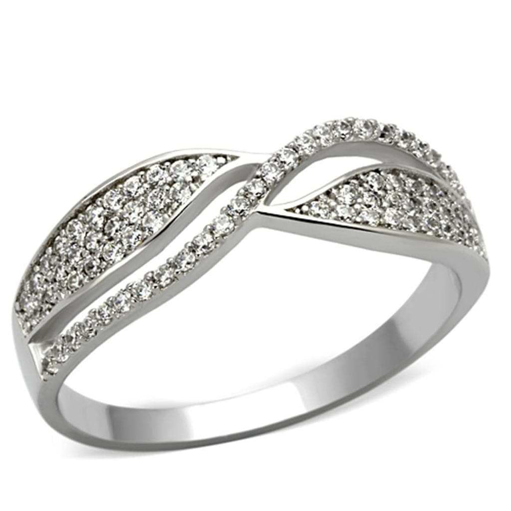 TS108 - Rhodium 925 Sterling Silver Ring with AAA Grade CZ in Clear - Alamode - Flyclothing LLC