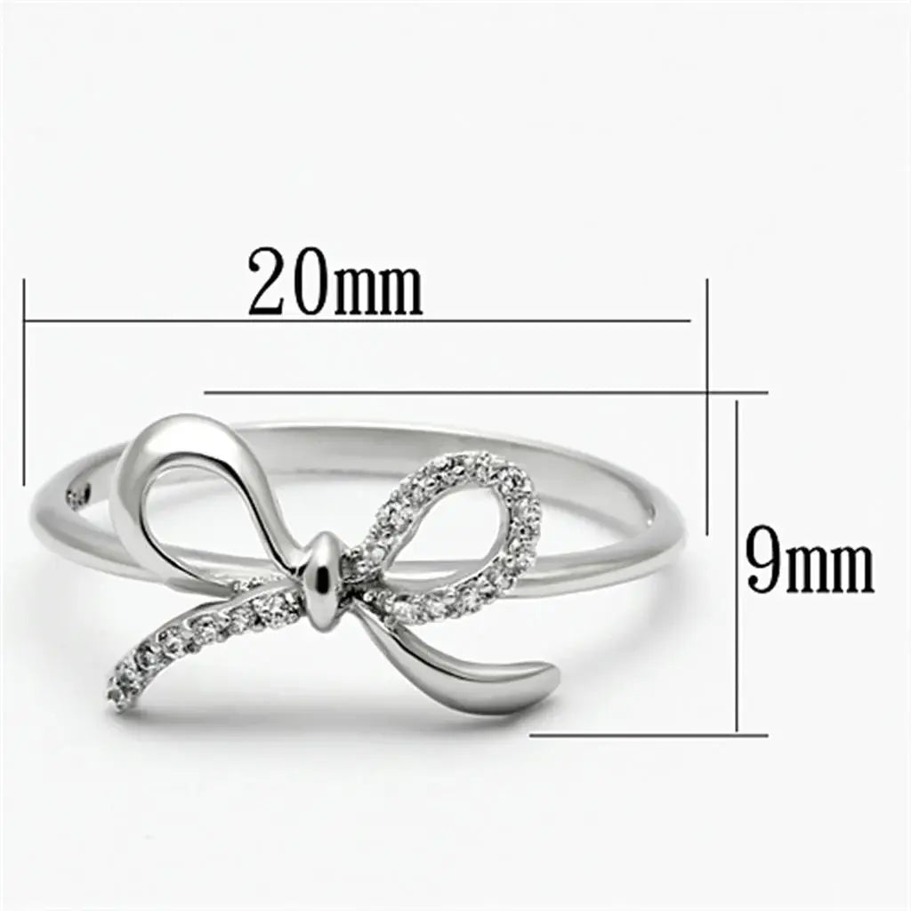 TS109 - Rhodium 925 Sterling Silver Ring with AAA Grade CZ in Clear - Alamode - Flyclothing LLC