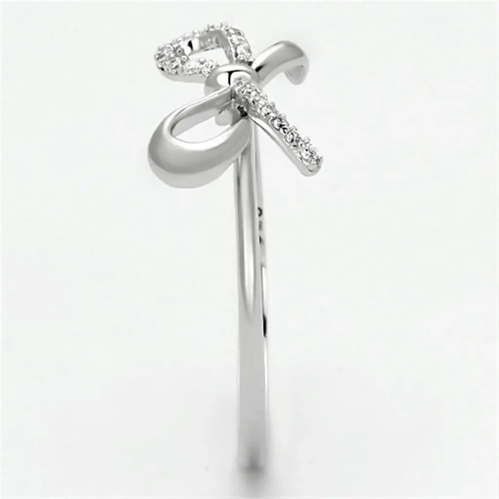 TS109 - Rhodium 925 Sterling Silver Ring with AAA Grade CZ in Clear - Alamode - Flyclothing LLC