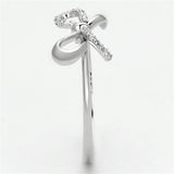 TS109 - Rhodium 925 Sterling Silver Ring with AAA Grade CZ  in Clear