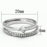 TS110 - Rhodium 925 Sterling Silver Ring with AAA Grade CZ  in Clear - Alamode