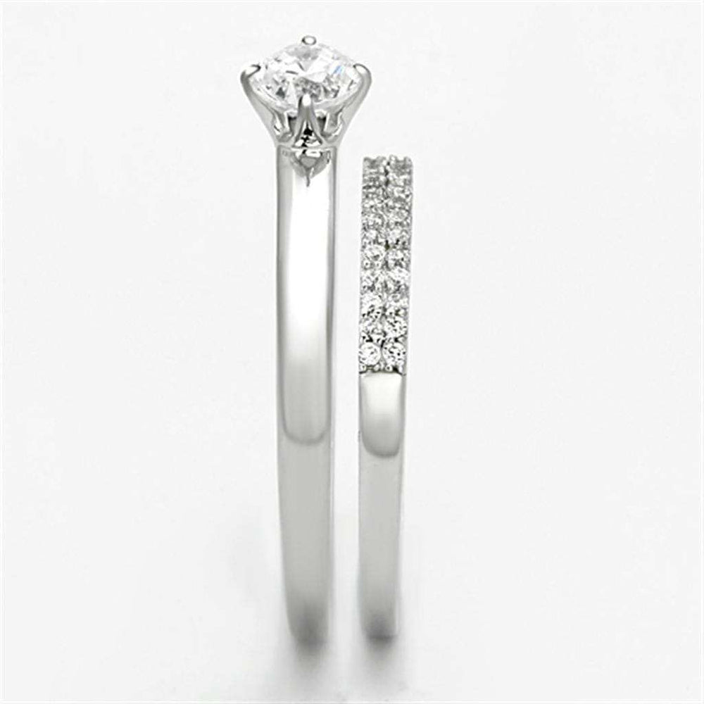 TS110 - Rhodium 925 Sterling Silver Ring with AAA Grade CZ in Clear - Alamode - Flyclothing LLC
