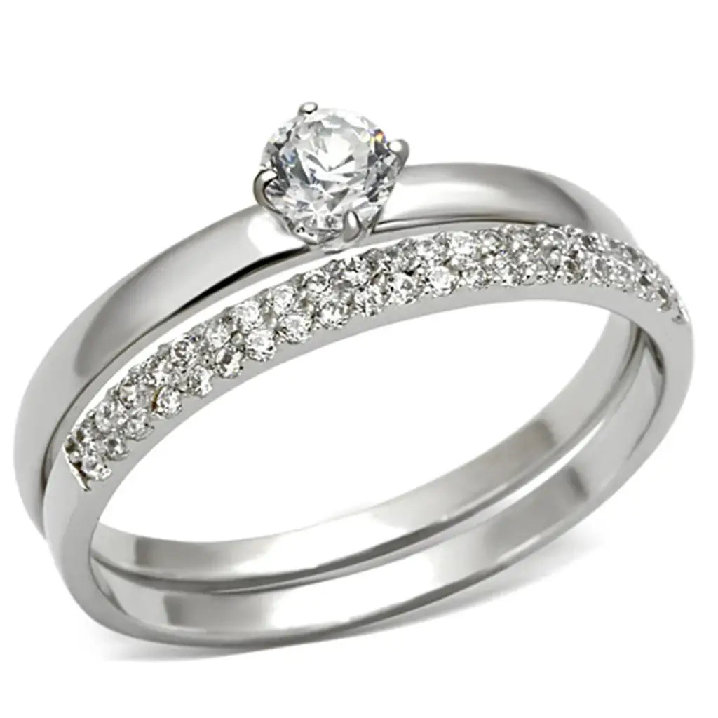 TS110 - Rhodium 925 Sterling Silver Ring with AAA Grade CZ in Clear - Alamode - Flyclothing LLC